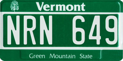VT license plate NRN649