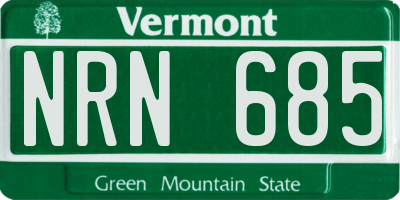 VT license plate NRN685