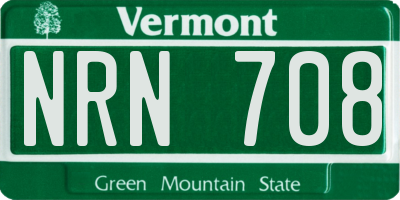 VT license plate NRN708