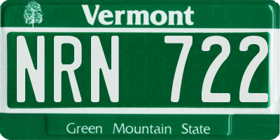 VT license plate NRN722