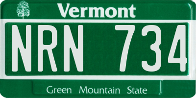 VT license plate NRN734