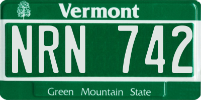 VT license plate NRN742