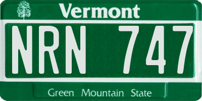 VT license plate NRN747