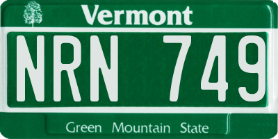 VT license plate NRN749