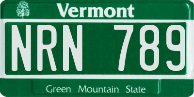 VT license plate NRN789