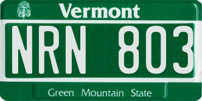 VT license plate NRN803