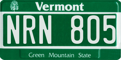 VT license plate NRN805