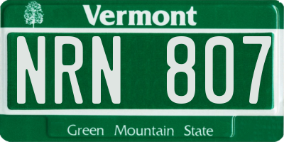 VT license plate NRN807