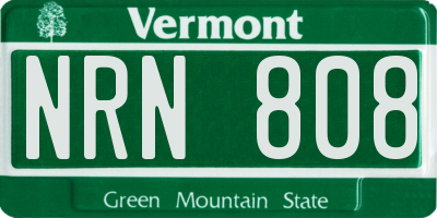 VT license plate NRN808