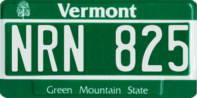 VT license plate NRN825