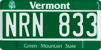 VT license plate NRN833