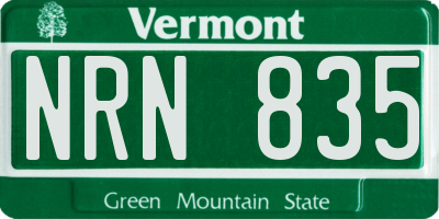 VT license plate NRN835