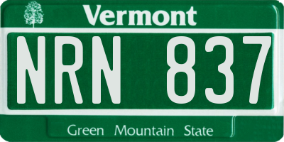VT license plate NRN837