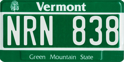 VT license plate NRN838