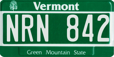 VT license plate NRN842