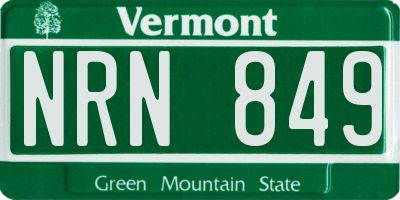 VT license plate NRN849