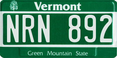 VT license plate NRN892