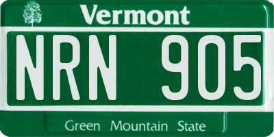 VT license plate NRN905