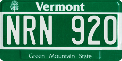 VT license plate NRN920