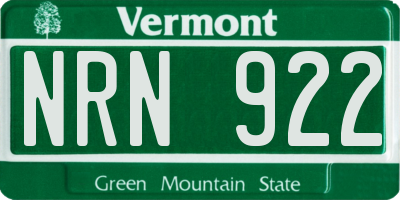 VT license plate NRN922