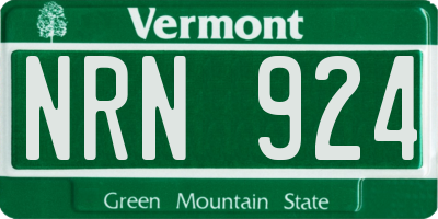 VT license plate NRN924