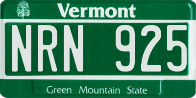 VT license plate NRN925