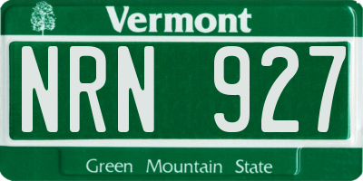VT license plate NRN927