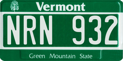 VT license plate NRN932