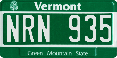 VT license plate NRN935