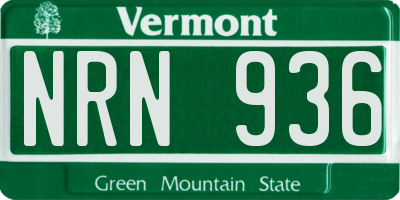 VT license plate NRN936