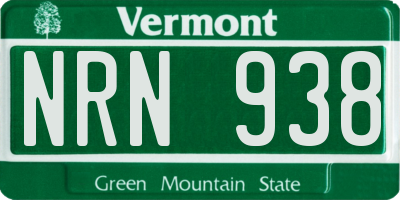 VT license plate NRN938