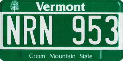 VT license plate NRN953