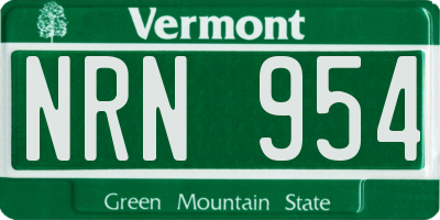 VT license plate NRN954