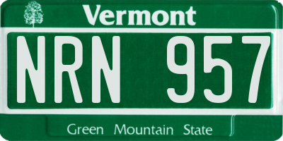 VT license plate NRN957