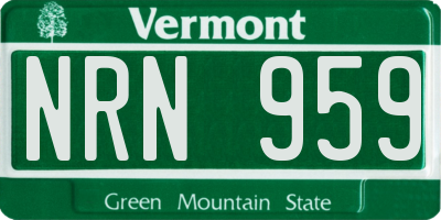 VT license plate NRN959
