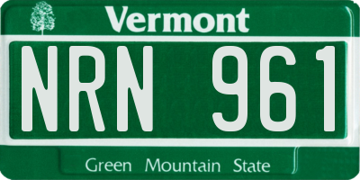 VT license plate NRN961