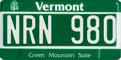 VT license plate NRN980