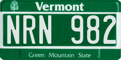 VT license plate NRN982