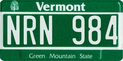 VT license plate NRN984