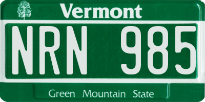 VT license plate NRN985