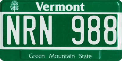 VT license plate NRN988