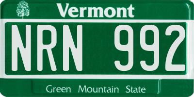 VT license plate NRN992