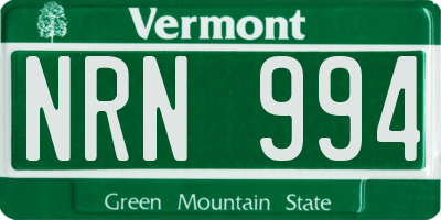 VT license plate NRN994