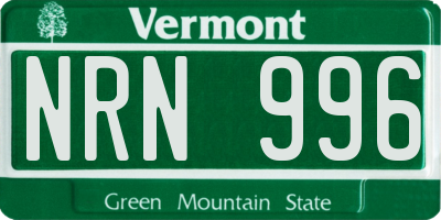 VT license plate NRN996