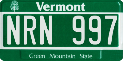VT license plate NRN997