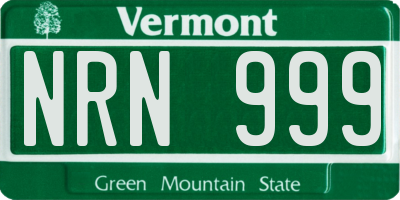 VT license plate NRN999