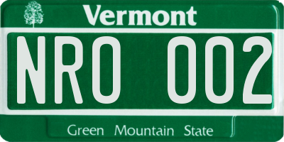 VT license plate NRO002