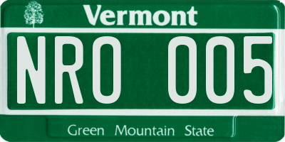 VT license plate NRO005