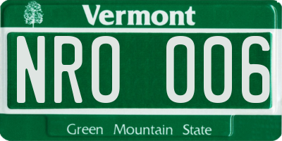 VT license plate NRO006