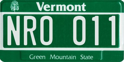 VT license plate NRO011